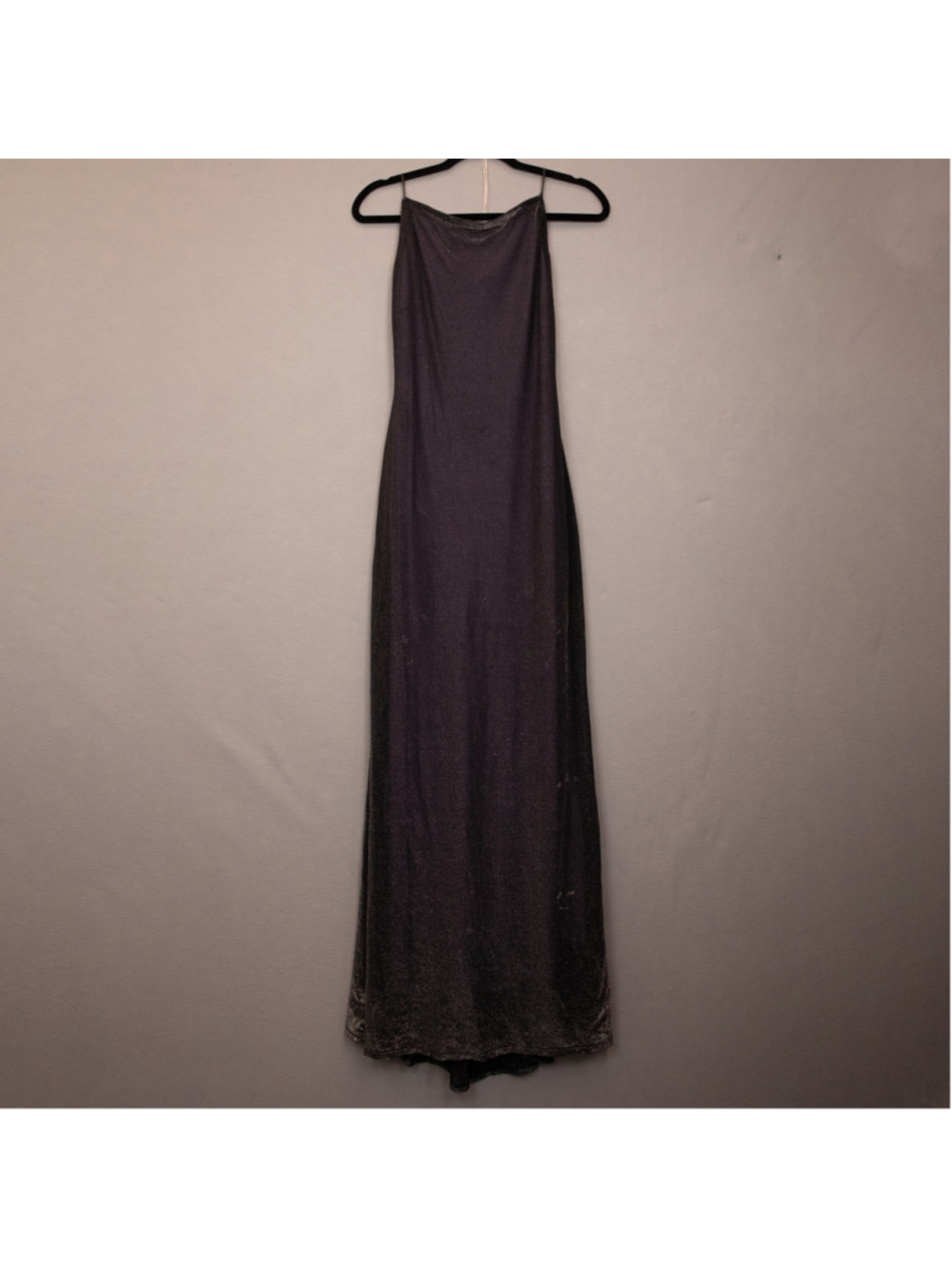 Y2K A.B.S. Evening black purple shimmery backless long formal gown-S